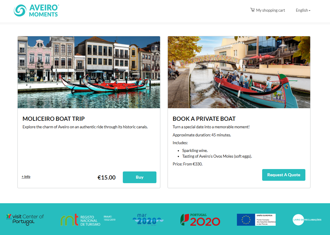 Ticketing page aveiro moments